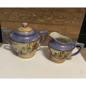 Floral and Butterfly Sugar And Creamer Set